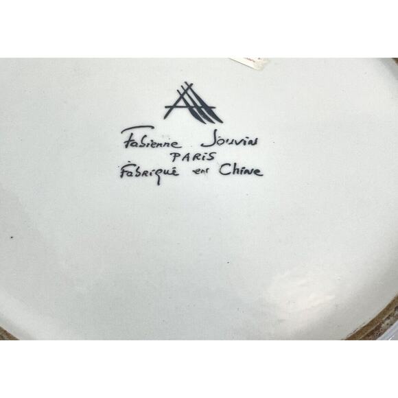 Fabienne Jouvin Paris Large Ceramic Porcelain 14” Platter Floral Butterfly 1999 - Picture 11 of 16